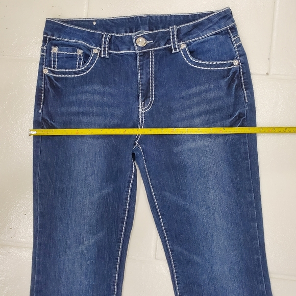 Denim Couture jeans junior size 13 Dark wash Faded White stitching Glam pockets - Picture 10 of 13